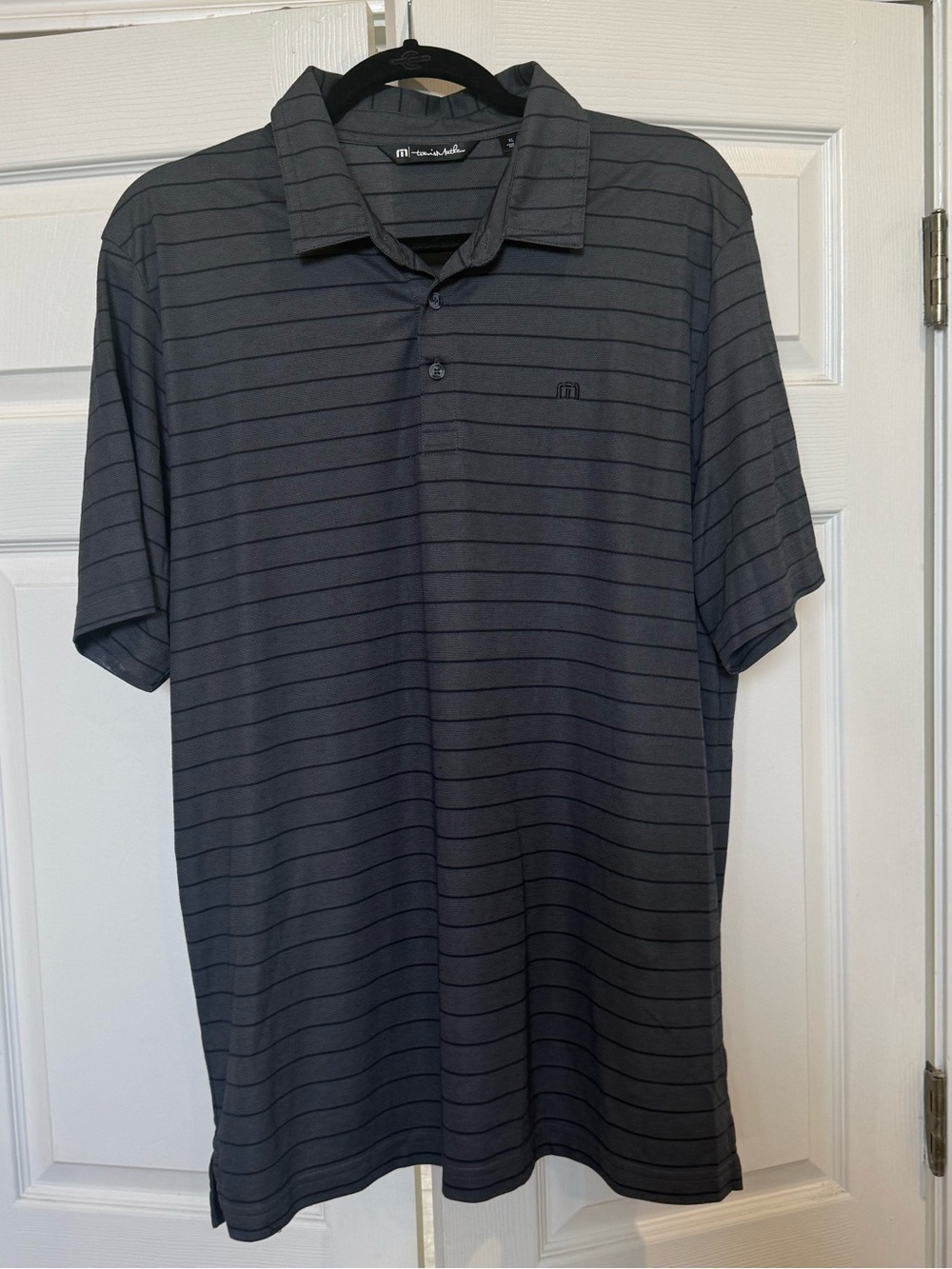 Travis Mathew black and gray stripe polo